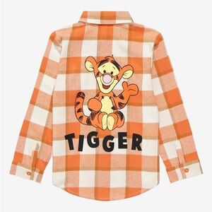 Disney Orange and White Tigger Plaid Shirt NWOT
